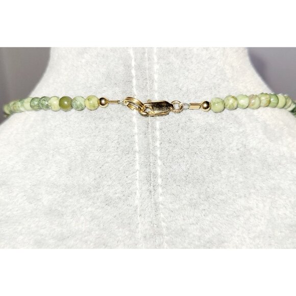 Atlantisite and Malachite Gemstone Necklace Triangular Pendants Beaded Design 16 - Picture 3 of 5